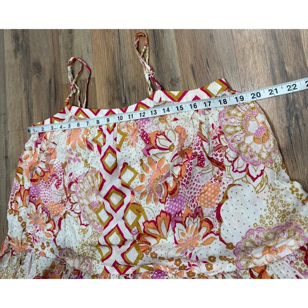 Free People Floral Boho Babydoll Mini Dress NWOT Medium Pink Viscose‎